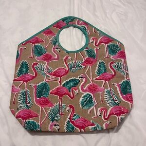 Flamingo Burlap Tote Bag - OS
